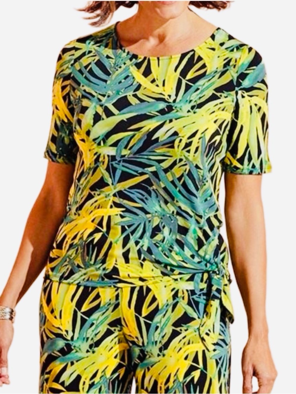 Chico’s Women's Tropical Print 2 Piece Set Top/Pants - Picture 4 of 12